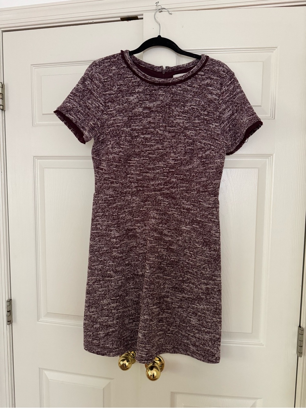 LOFT Marled Short Sleeve Dress - Burgundy Heather